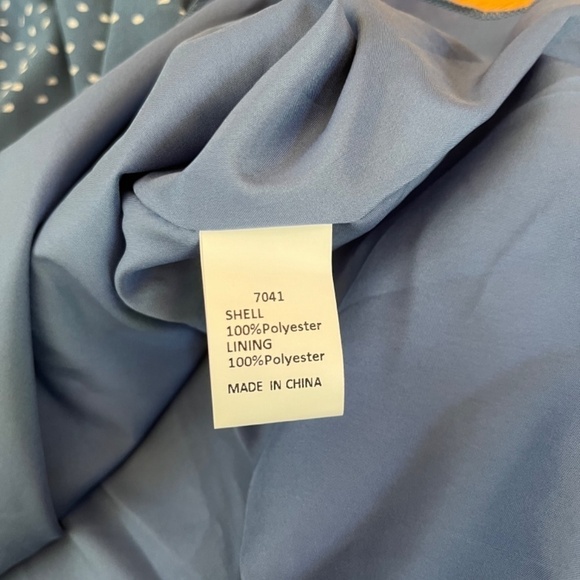 Fashion Blue V Neck Midi Sheer Lined Dress Elastic Waist Boho Chic, Size S - Picture 11 of 11